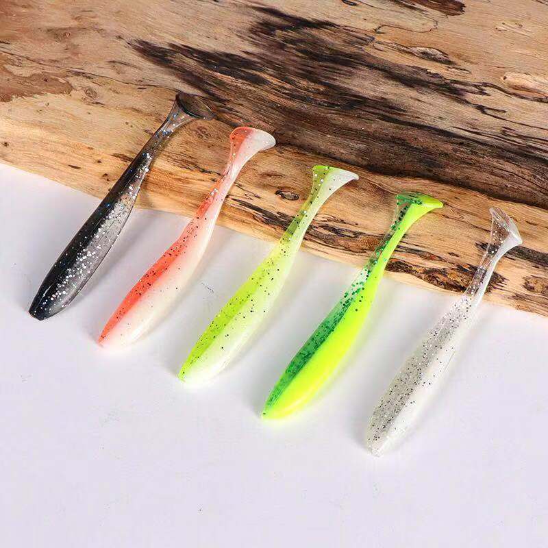 5 Colors Paddle Tail Fishing Lures Soft Plastic Baits Bass Trout Fresh Water Fishing Lure