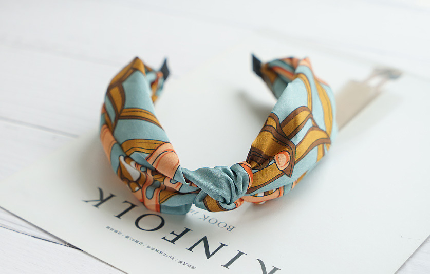 Retro Zephyr Knotted Hair Hoop Korean Style Printed Satin Fabric Headband Korean Style Face Washing Knotted Headband Head Buckle display picture 13
