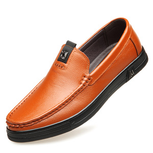 春季透气休闲皮鞋男士豆豆鞋真皮防臭软底爸爸鞋厂家一件代发男鞋