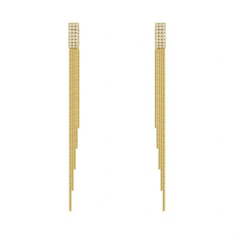 K金耳环 K金钻石耳环 18K金 18K金耳环 18K金流苏钻石耳环 耳环|ms