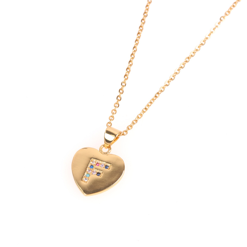 Micro Inlaid Zircon Love Peach Heart Necklace English Letter Pendant Clavicle Chain Wholesale display picture 28