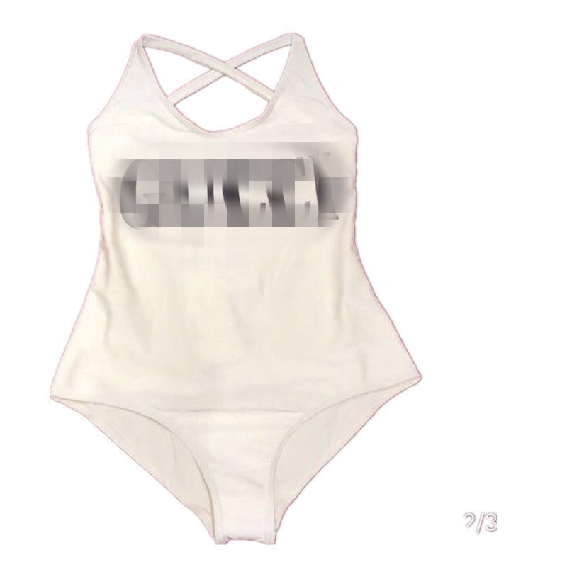 19 Europe and America Explosive money letter Conjoined Swimsuit sexy Solid overlapping straps Swimwear bikini