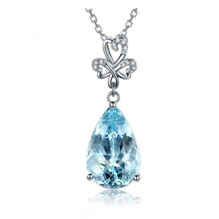 Сапфировая подвеска, кристалльное ожерелье, Aliexpress, инкрустированный драгоценными камнями
