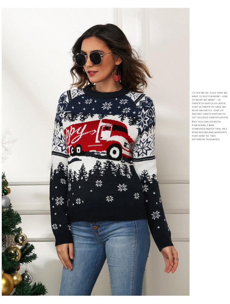 women s Christmas snowflake ladies pullover long-sleeved loose jacquard sweater NSYH7168