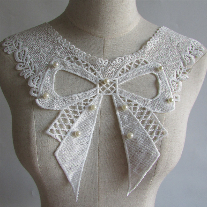 Lace embroidery milk silk imitation pearl clothing wholesale collar DlY decorative sewing lace hollow accessories accessories Lace embroidery milk silk imitation pearl clothing wholesale collar DlY decorative sewing lace hollow accessories accessories