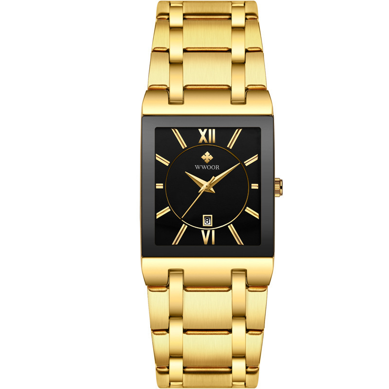 WWOOR Holding Love nuevos hombres de negocios reloj de cuarzo calendario impermeable reloj cuadrado cabeza casual Bowl Watch 8858