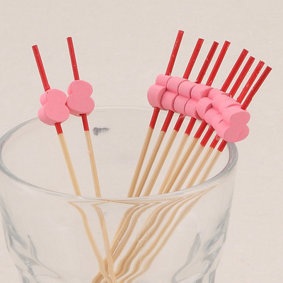 黑头红色葫芦形珠串一次性签水果签水果叉创意点心签 100根/包