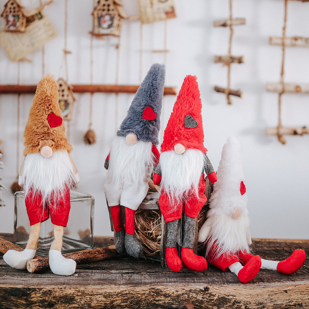 Decorações de Natal Chapéu de lã Gravata Barba Pernas penduradas Enfeites de guarda-florestal Velho Boneca pequena Boneca_voghion.com