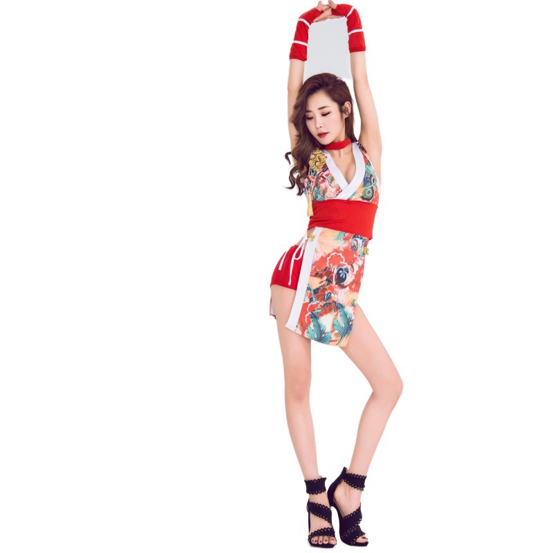 Új stílusú cheongsam ninja harcos szexi bár női énekesnő színpadi cosplay jelmez_voghion.com