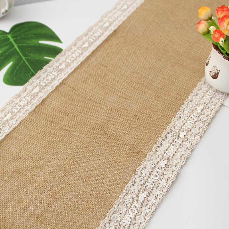 现货 麻布桌旗圣诞装饰用品 欧美婚庆桌面装饰用品 可定制