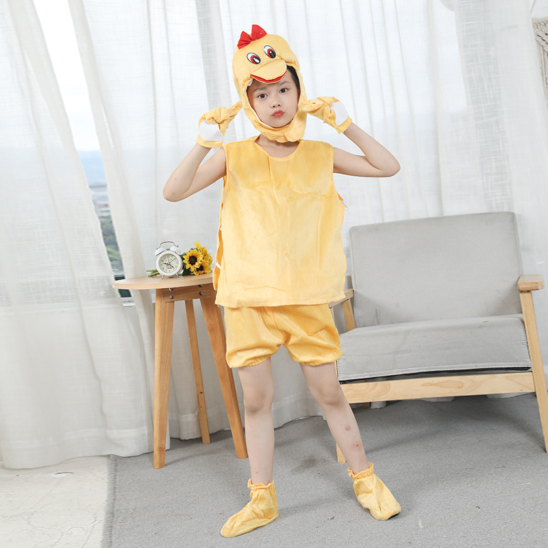 新款小黄鸭卡通表演服儿童动物舞台服透气舒适演出服女现货批发
