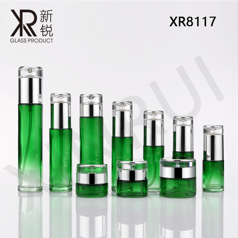 现货化妆品包材玻璃瓶一滴水直圆爽肤水喷雾电镀金银泵头、外罩