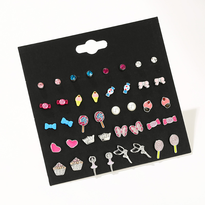 Cute Children&#39;s Candy Color Earrings Set Pearl Angel Drop Oil Earrings Small Jewelry display picture 4