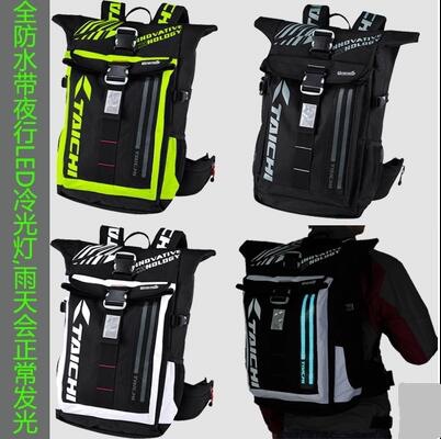 272 Waterproof Motorbike Backpack Travel Backpack with LED Night Light Cold Light Motorcycle Outdoor Riding Bag Dual Shoulder Bag
