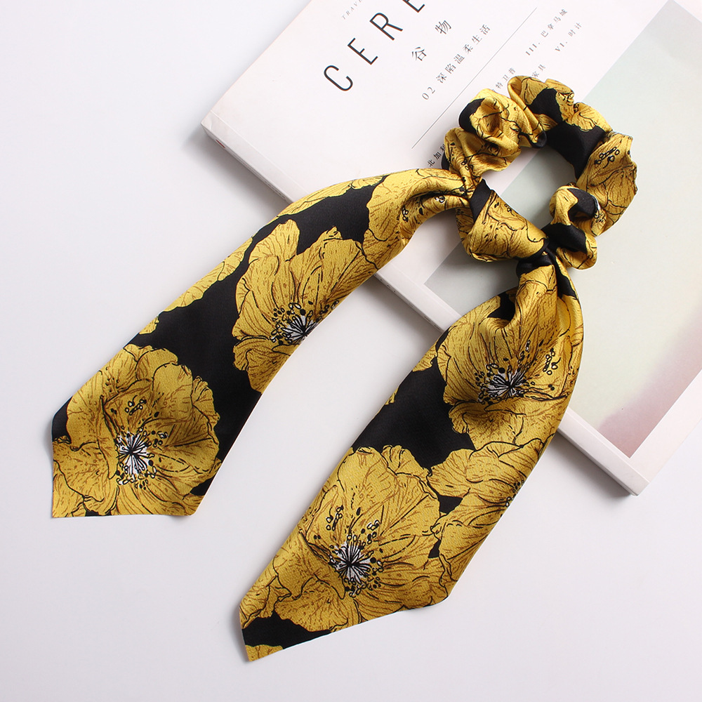 New Fashion Big Flower Satin Printed Scarf Cheap Hair Ring Wholesale display picture 9