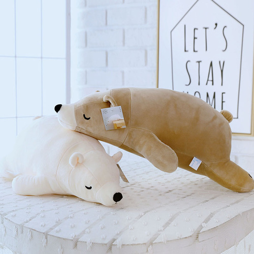 Lying style polar bear doll soft clothing style huggable bear plush toy pillow children sleeping gift wholesale