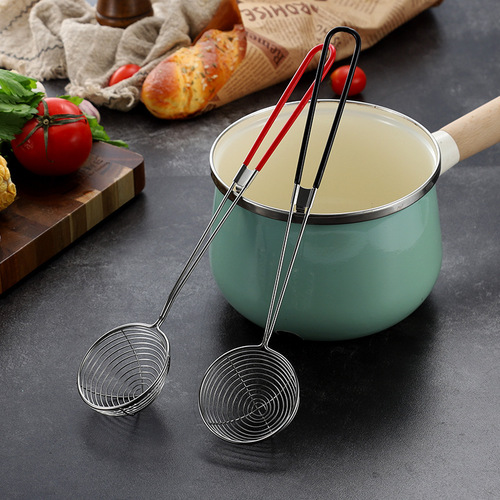 Encrypted coil wall-mounted stainless steel hot pot spoon colander Sichuan hot pot tableware line leak net leak small soup colander