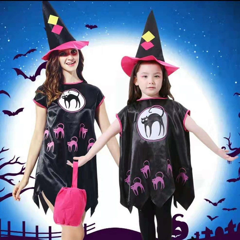 Custom Хэллоуин Детский костюм для взрослых Дети Взрослое платье ведьмы Праздничный костюм для выступления Хэллоуин костюм ведьмы