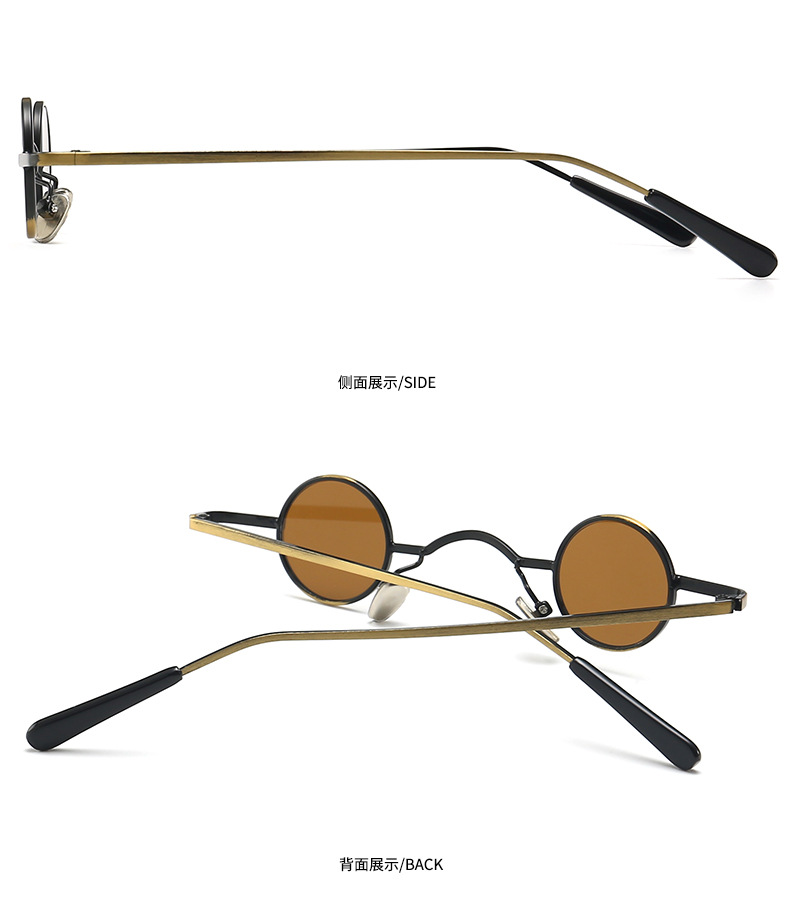 Cross-border Foreign Trade Steampunk Retro Round Narrow Lens Sunglasses display picture 13