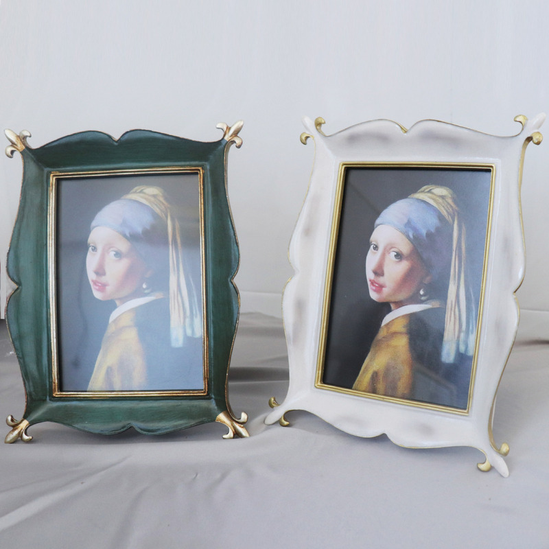 American Style Old Green Marble Color 6 Inch 7 Inch Gold Picture Frame Creative Stage Light Luxury Style Art Frame