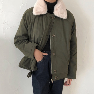 2019 winter new pattern Women's wear Fur collar Long sleeve cotton-padded clothes Lapel Easy Cotton source Manufactor Source of goods