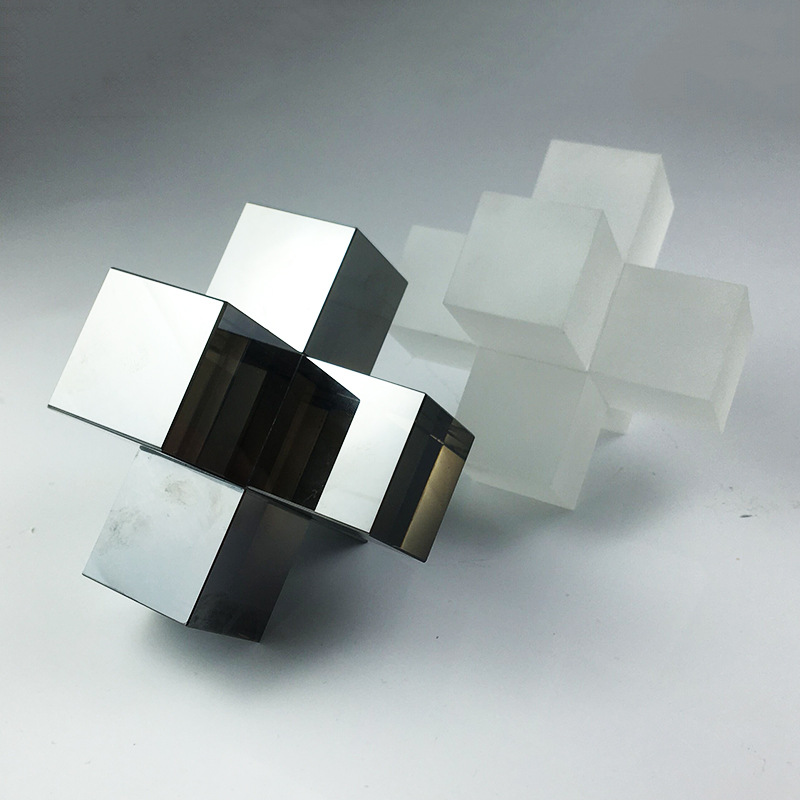 工厂现货几何形新中式轻奢磨砂白水晶十字架电镀摆件软装饰品桌摆