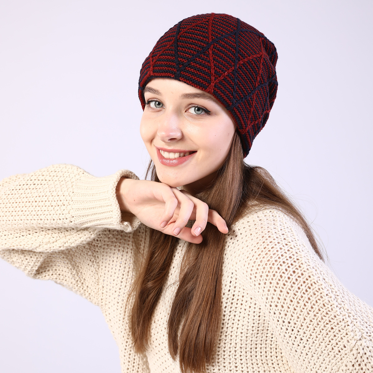 Knitted Beanie Hat For Autumn And Winter Warm Ear Protection_voghion.com
