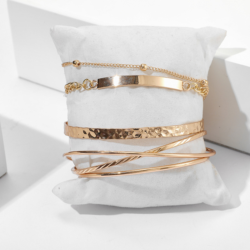 Personalized Retro Metal Water Wave Bracelet Bracelet Set 5 Piece Set wholesales fashion