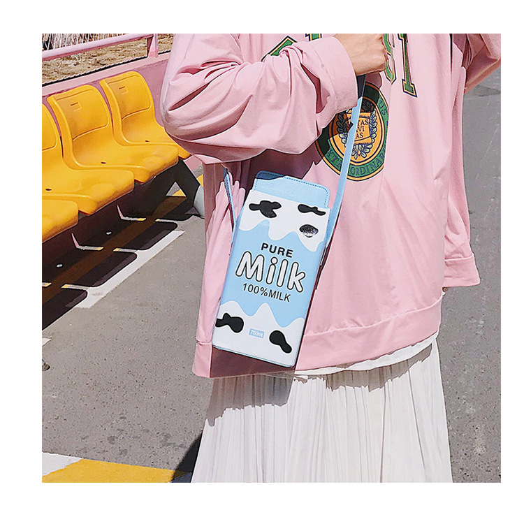 New Trendy Fashion Milk All-match Color Printing Korean Small Square Bag display picture 2