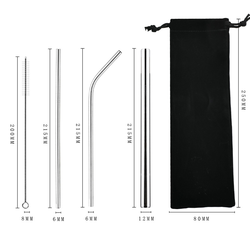 304 color de acero inoxidable de paja de metal chapado en titanio leche té paja cóctel bebida creativa traje de paja de yogur