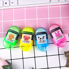 可愛動物橡皮擦旋轉卷筆刀二合一創意鉛筆削卡通文具禮品批發