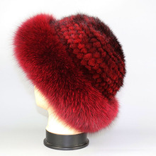 供應新款一件代發女士水貂帽子冬季保暖水貂編織狐狸毛皮草漁夫帽