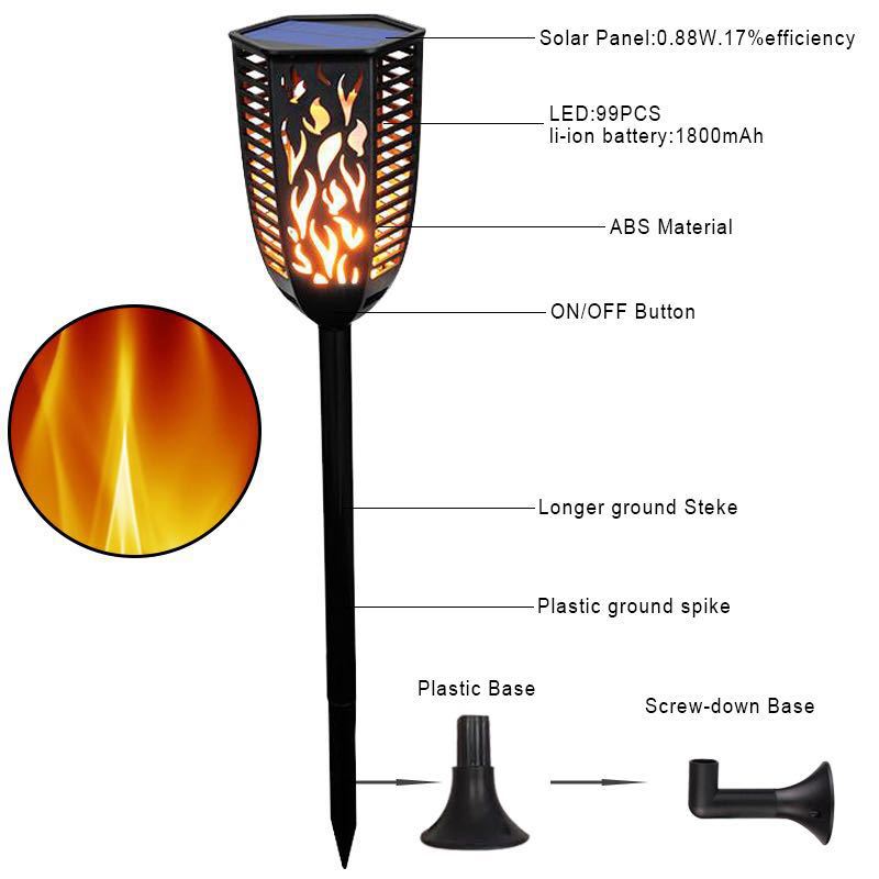Cross border outdoors Ground insertion led solar energy Induction lamp Garden Lawn courtyard Torch Flame Landscape lamp