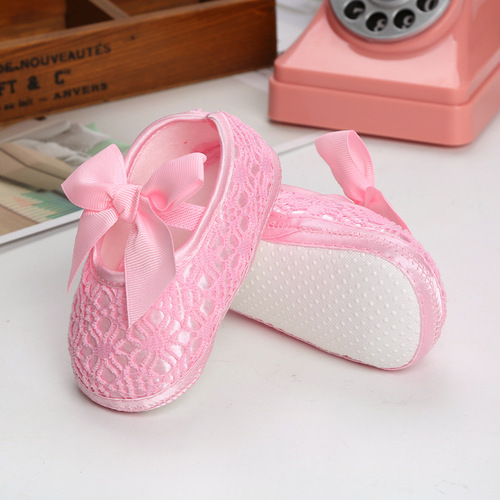 Spring and Autumn Princess Baby Shoes Soft Sole 0-12 Months Girls Net Shoes Single Breathable Infants Toddler Floor Socks Shoes