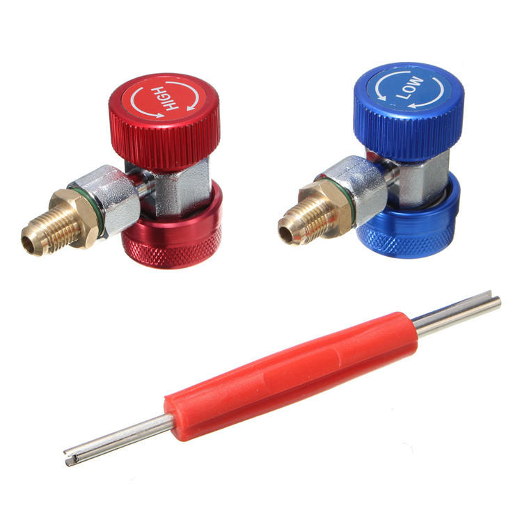 R134A快换90度接头+气门拆卸工具 材质：黄铜 兼容性：R134
