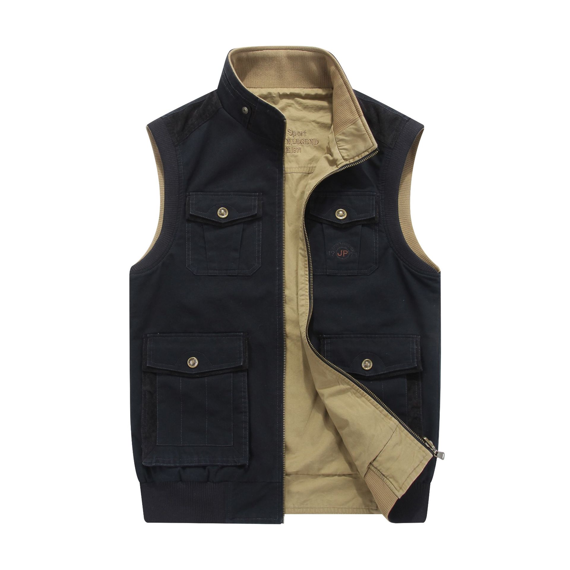Venta al por mayor transfronteriza 9959 chaleco casual de los hombres primavera y otoño multi-Bolsillo Chaleco de doble cara Chaleco de los hombres