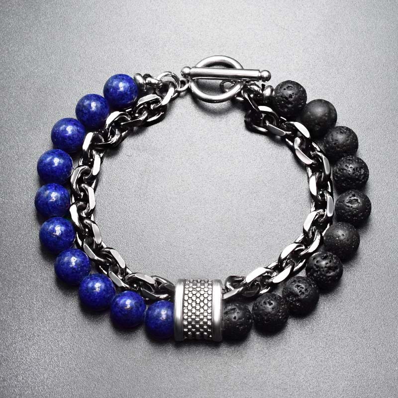 Bracelets Pour Hommes En Perles Géométriques En Métal De Mode display picture 3