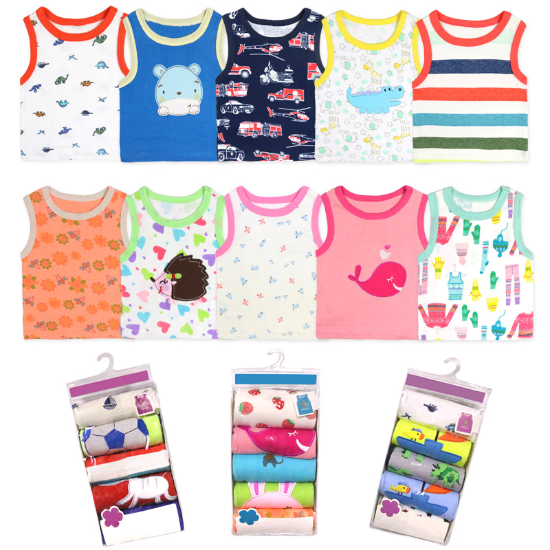  Ins Hot Children's Clothes Newborn Clothes Vest Baby Cartoon Clothes European And American Top Spring And Summer Baby Sleeveless T-Shirt