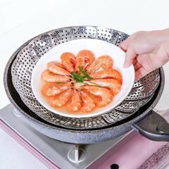 Stainless steel expandable steaming rack lotus-shaped foldable steamer tray household water separator steaming plate steamer lid round steaming tray