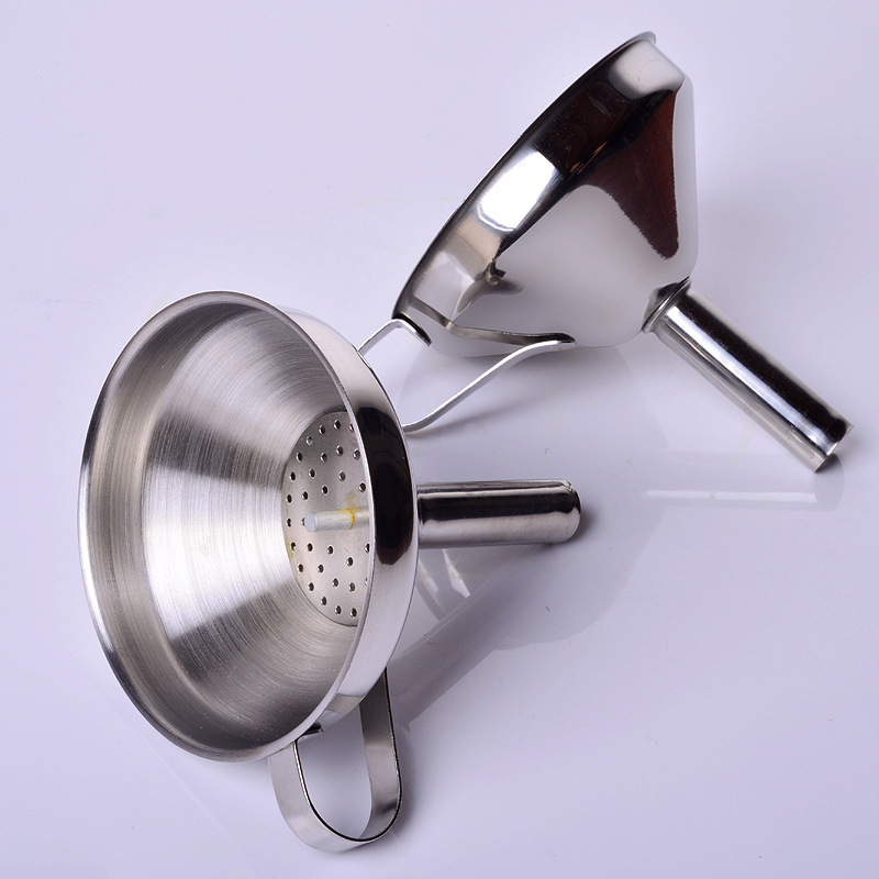 家用304不锈钢漏斗小号大号口径带过滤网倒油器加酱醋油漏子