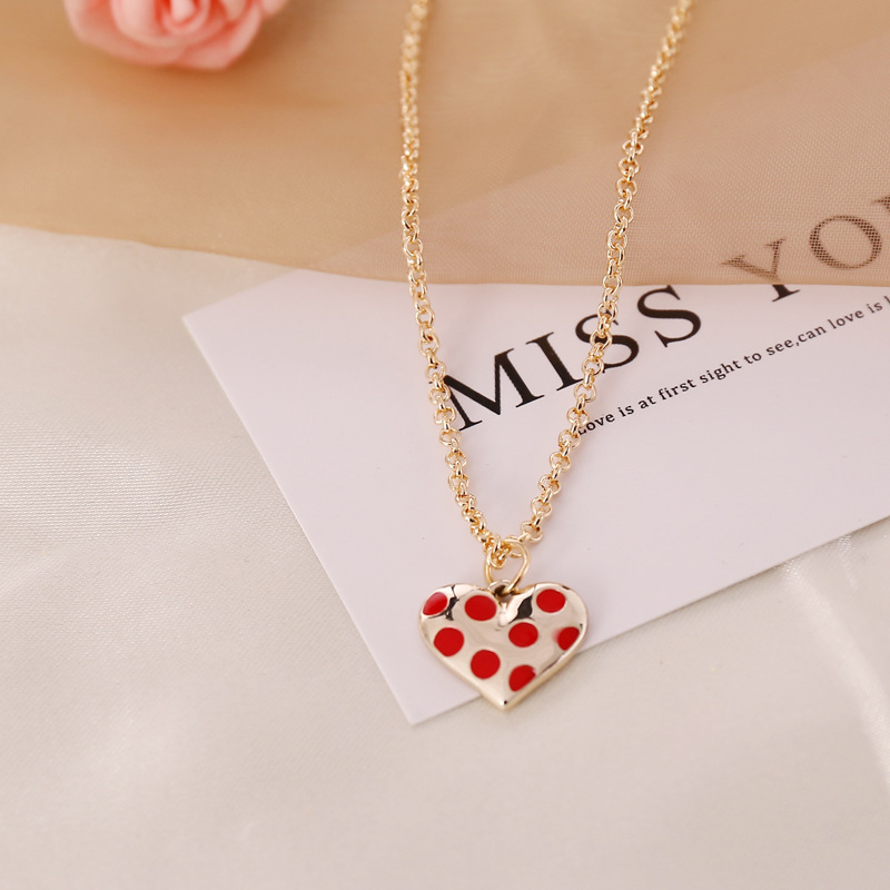 304 Stainless Steel Chain Material Fashion Heart 304 Stainless Steel Alloy Stoving Varnish 18K Gold Plated Women'S Necklace