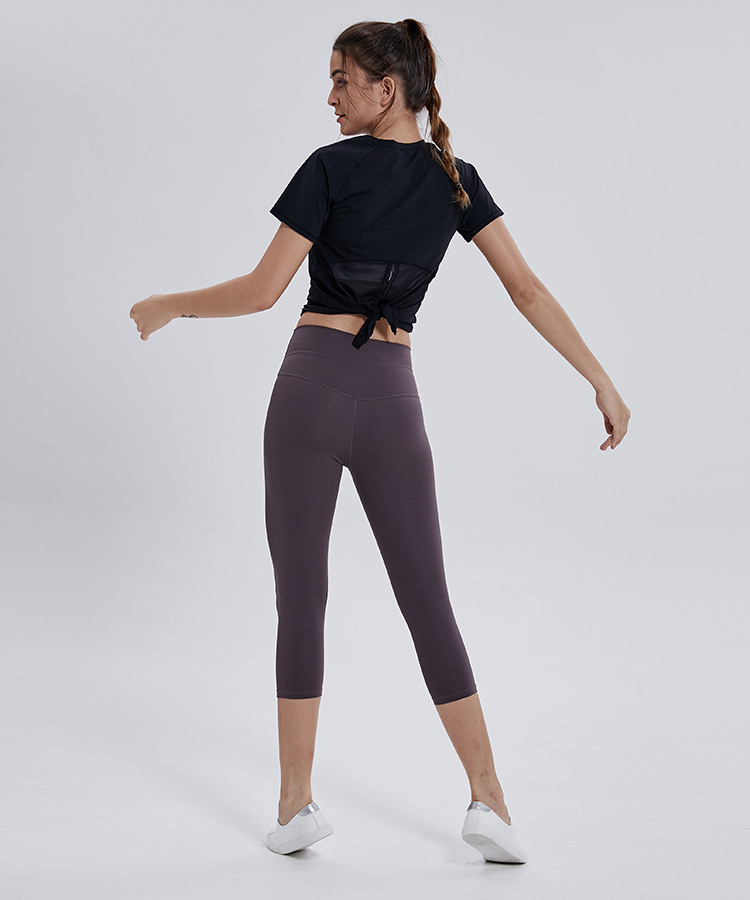 Pantalon de Yoga Double face, simple mouture, couleur chair, Capris, sport, course à pied, Fitness, collants élastiques à séchage rapide, nouvelle collection 2022_voghion.com