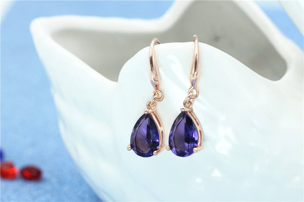 Simple Style Water Droplets Copper Plating Artificial Gemstones Rings Earrings Necklace display picture 6