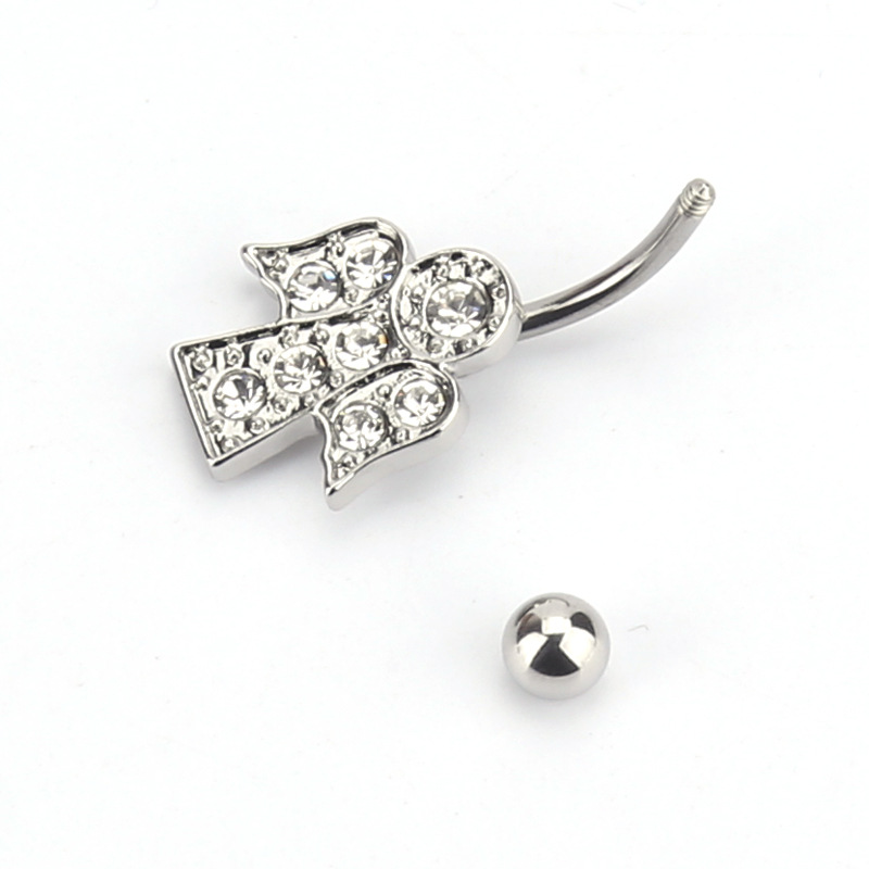 Elegant Bird Navel Barbell With Crystals Belly Button Piercing_voghion.com