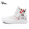 Wen 手绘鞋 创意黑红梅方扑克牌骰子潮板鞋男女帆布鞋