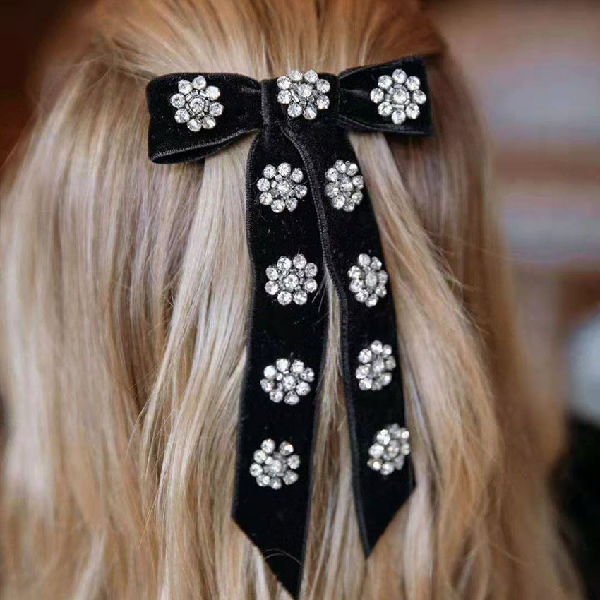 New Korean Fashion Diamond Geometric Bow Tassels Hair Clip Gift Headband display picture 1