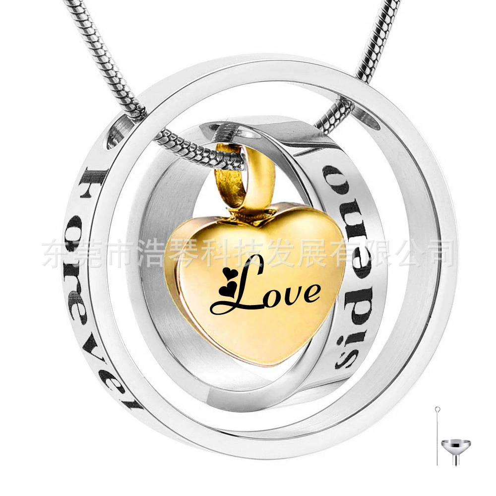 Трансграничный эксклюзивный пепел для домашних животных пепел ожерелье Титановая Сталь в форме сердца кольцо воротник Пепел кулон кремации ювелирные изделия флакон духов