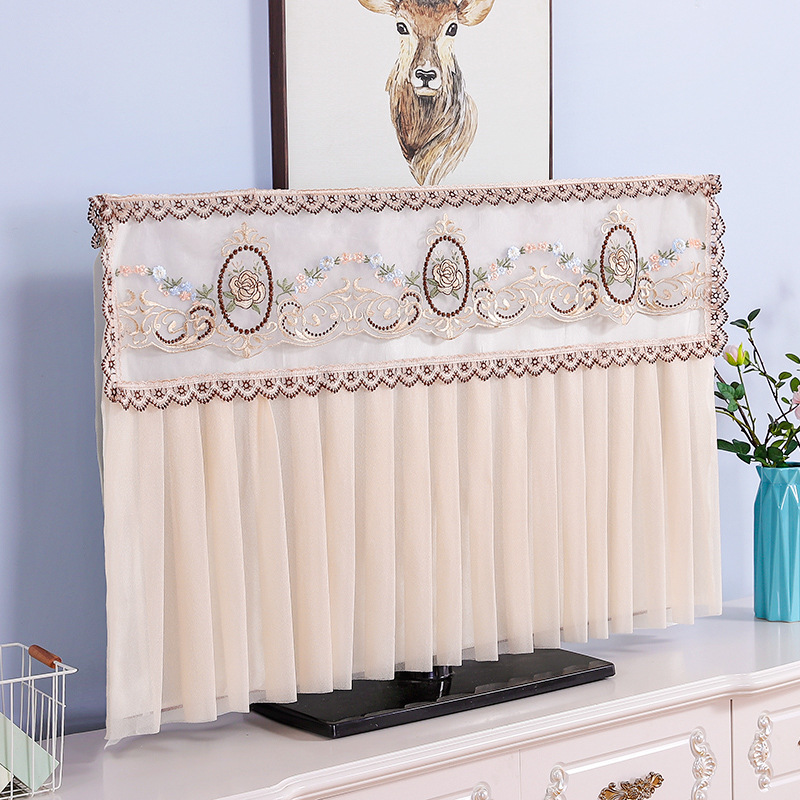 A generation of fat Embroidery Fabric art TV hood a dust cover Two-sided screen head-cover or veil for the bride at a wedding 32 40 50 55 60 inch