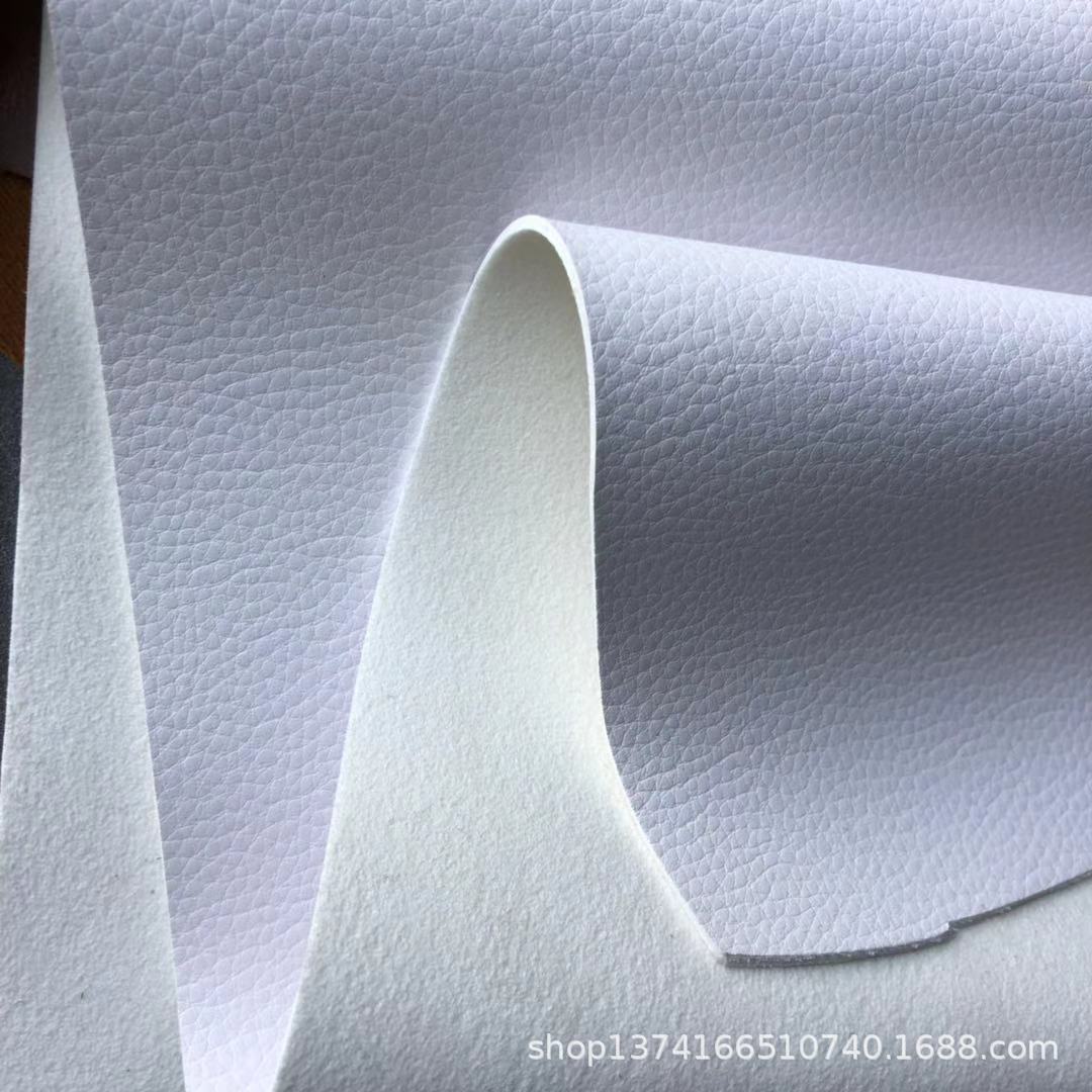 PU背涂1.6mm仿超纤皮革 白色荔枝纹 运动鞋小白鞋皮革面料 直供