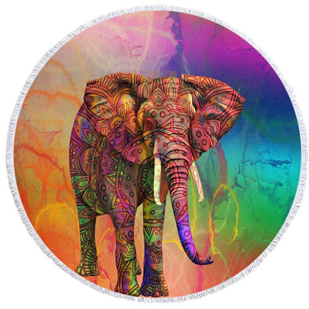 2 день мода волосы Мандала круглый печатных пляжное полотенце из микрофибры пляж Подушка 150 кисточкой края